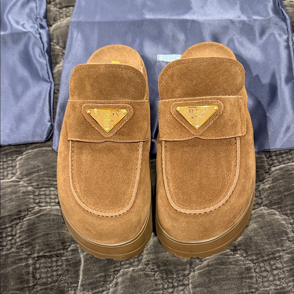 Prada Brown Suede Mules